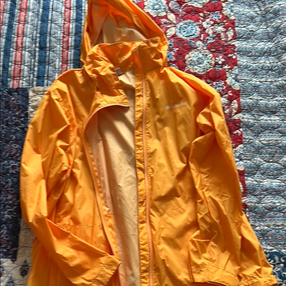 Columbia Gold and Orange Ski Jacket with Hood